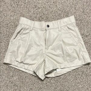 American Eagle Outfitters High-Rise Faux Leather Cream Trouser Shorts size 2